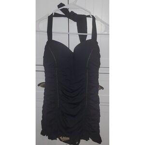 Jantzen Black Ruched Halter One Piece‎ Swimsuit Women's retro miracle suit 10
